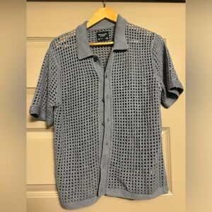 Abercrombie Crochet-Style Button-Through Sweater Polo XS